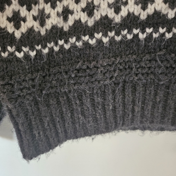 GUC Marine Layer Jill Fair Isle Wool Alpaca Crew Sweater Charcoal Cream XL - Picture 6 of 11